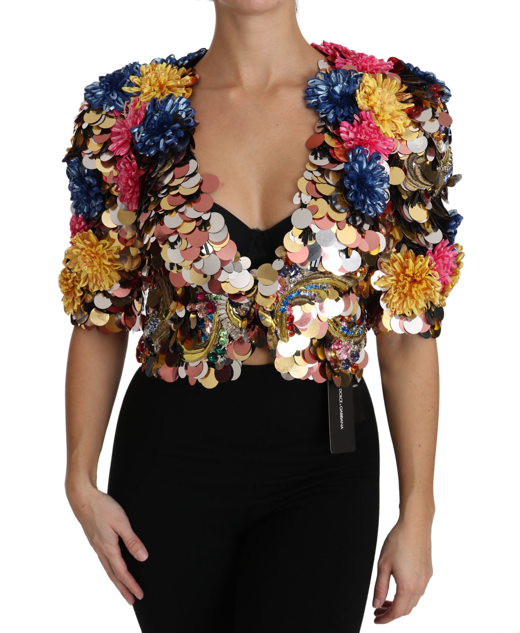 Dolce & Gabbana Crystal Sequined Floral Jacket Coat | Regal Royce