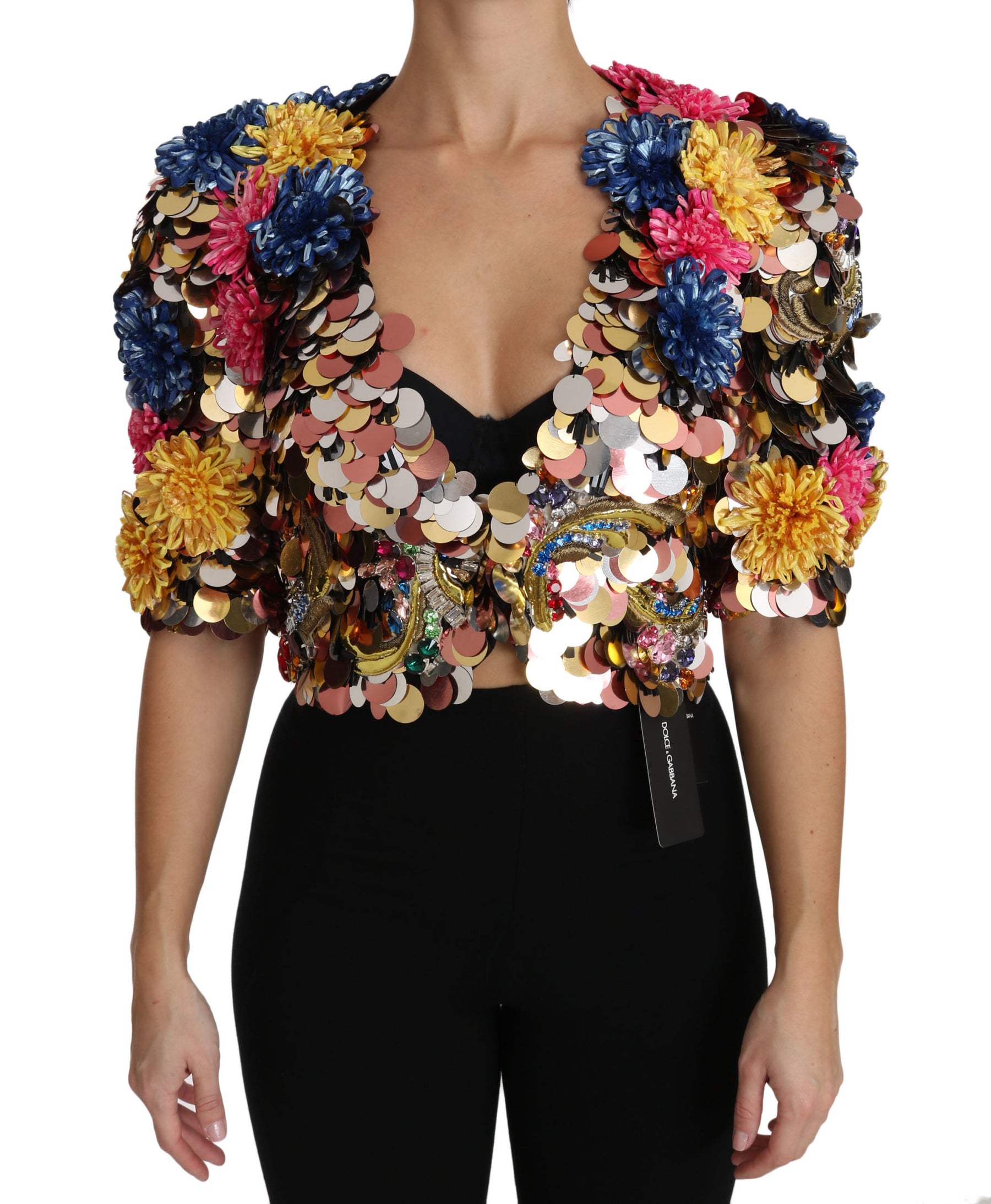 Dolce & Gabbana Crystal Sequined Floral Jacket Coat | Regal Royce