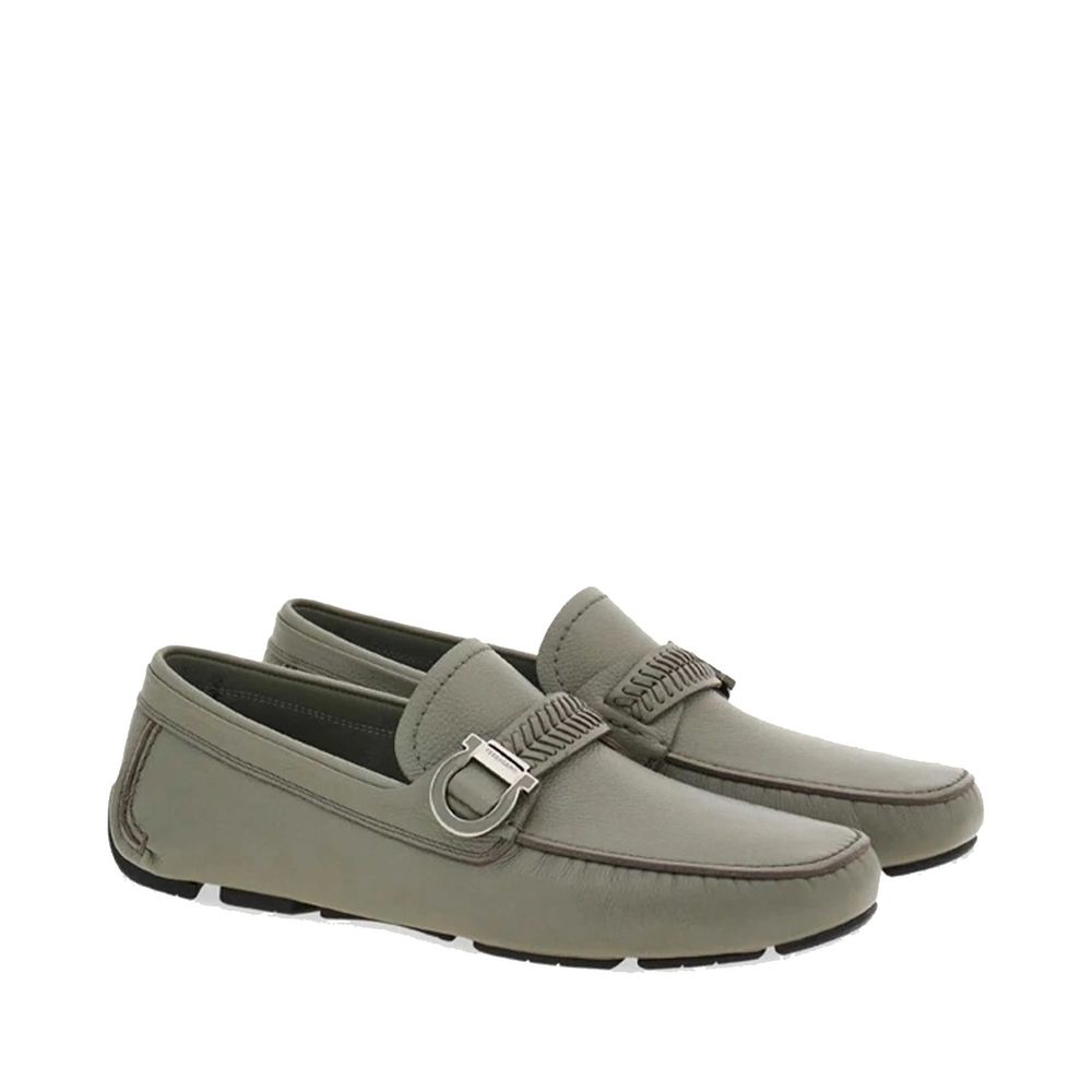 Salvatore Ferragamo Gray Calfskin Slip-On Loafers | Regal Royce