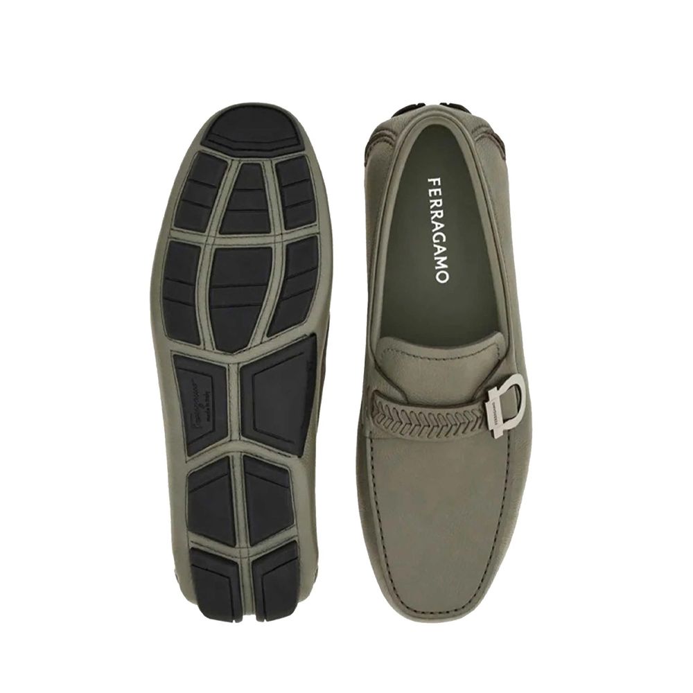 Salvatore Ferragamo Gray Calfskin Slip-On Loafers | Regal Royce
