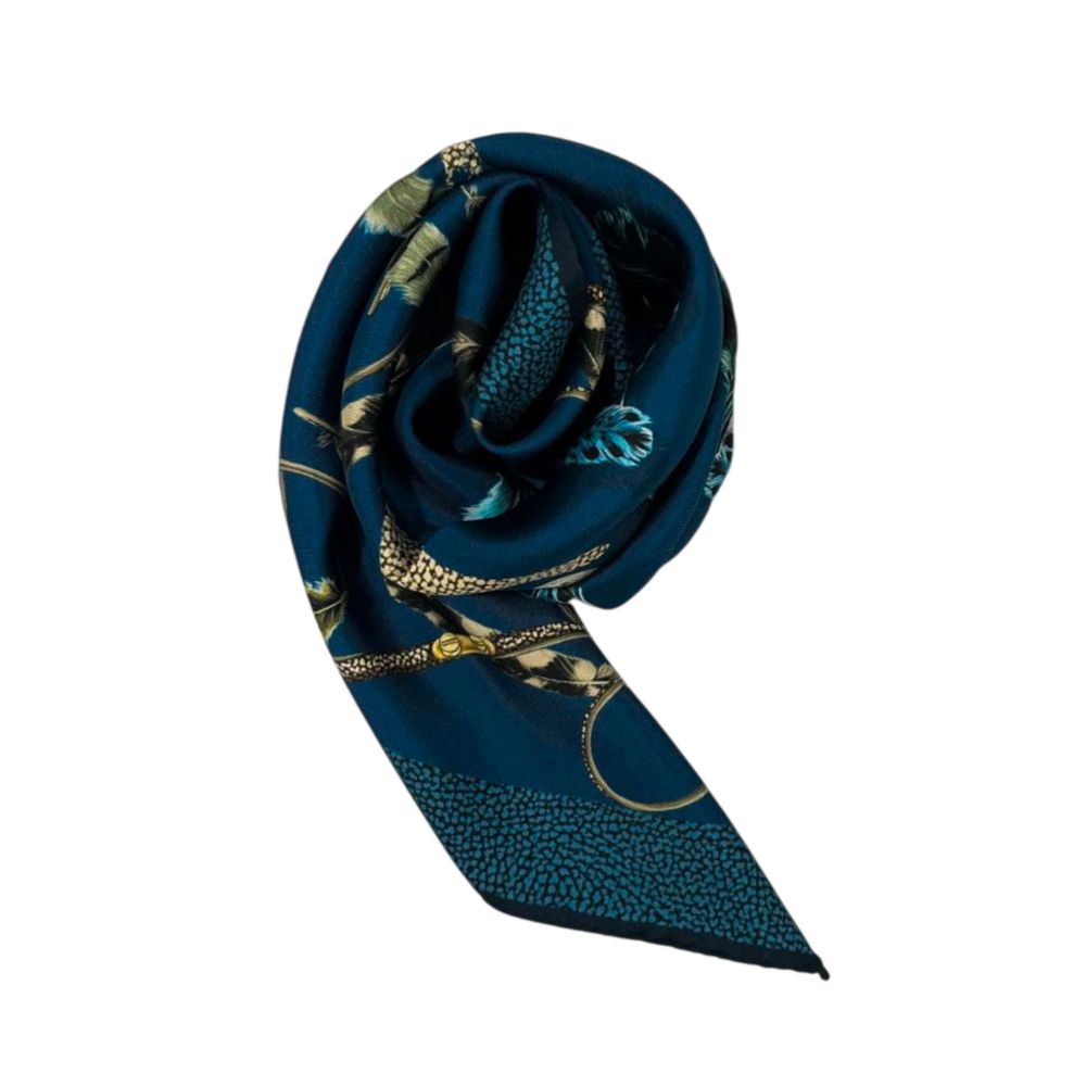 Borbonese Blue Silk Women Scarf | Regal Royce