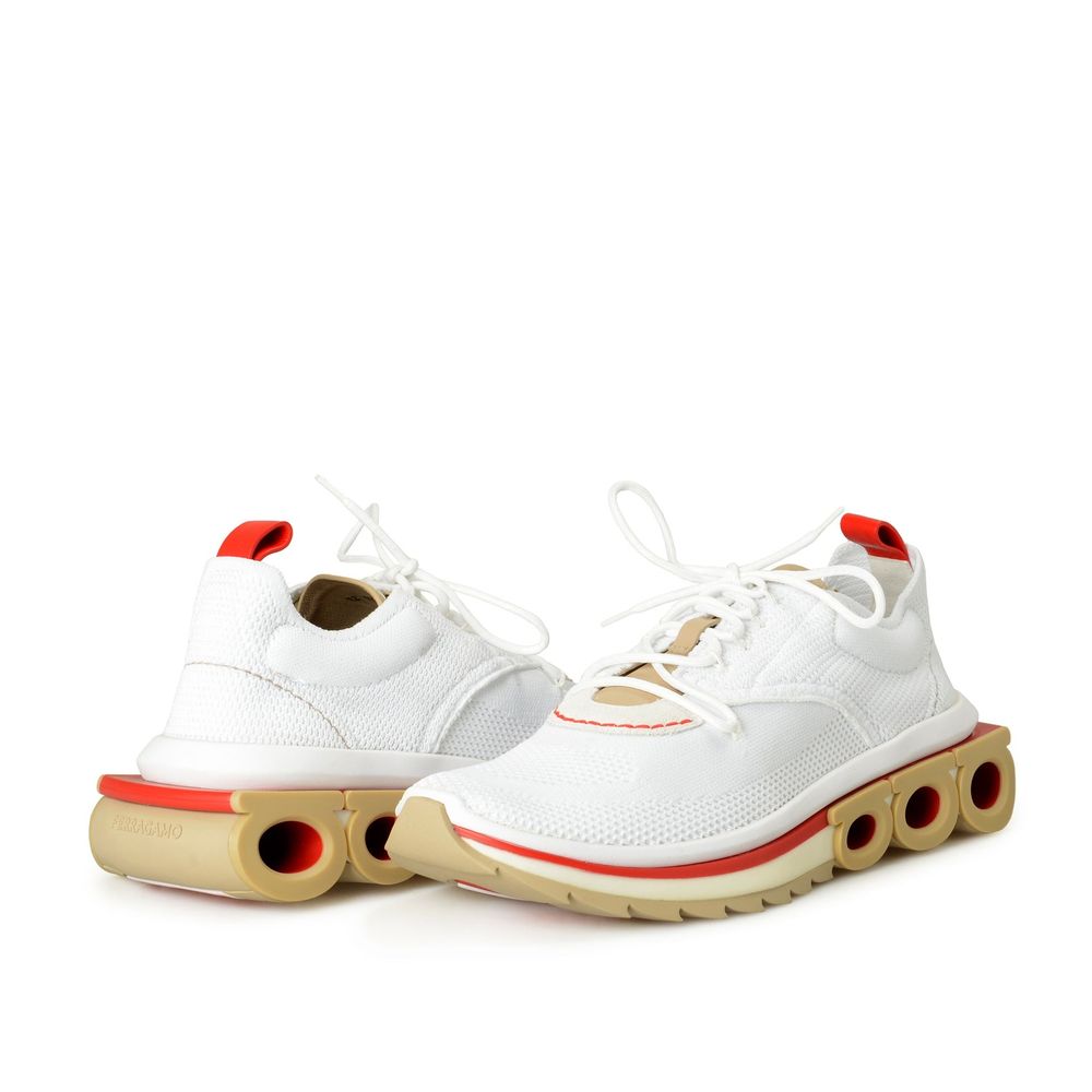 Salvatore Ferragamo White Fabric Athletic Sneakers | Regal Royce