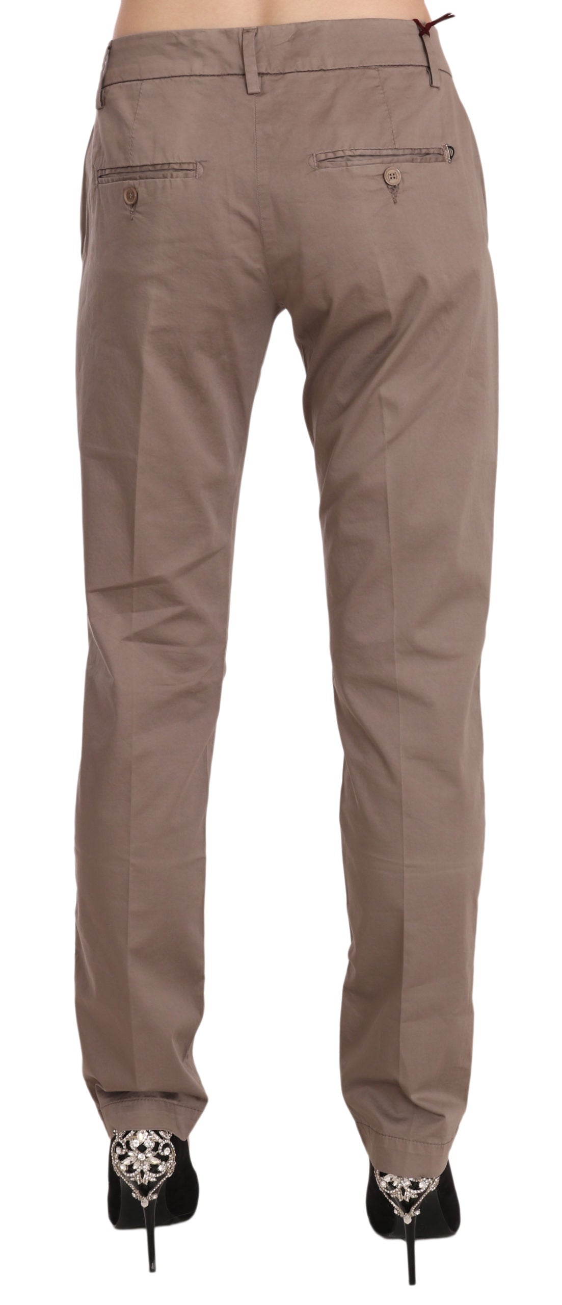 Dondup Brown Low Waist Straight Cut Trouser Pant | Regal Royce