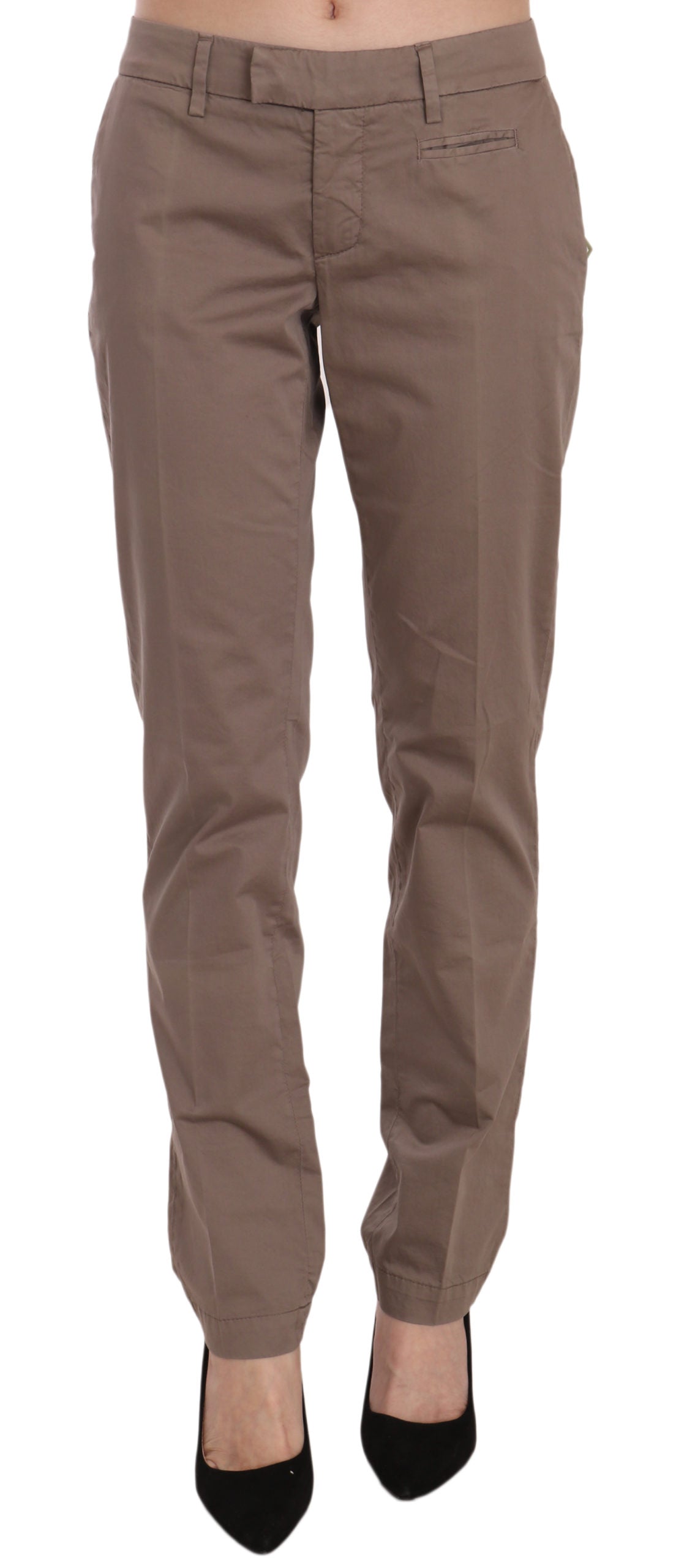 Dondup Brown Low Waist Straight Cut Trouser Pant | Regal Royce