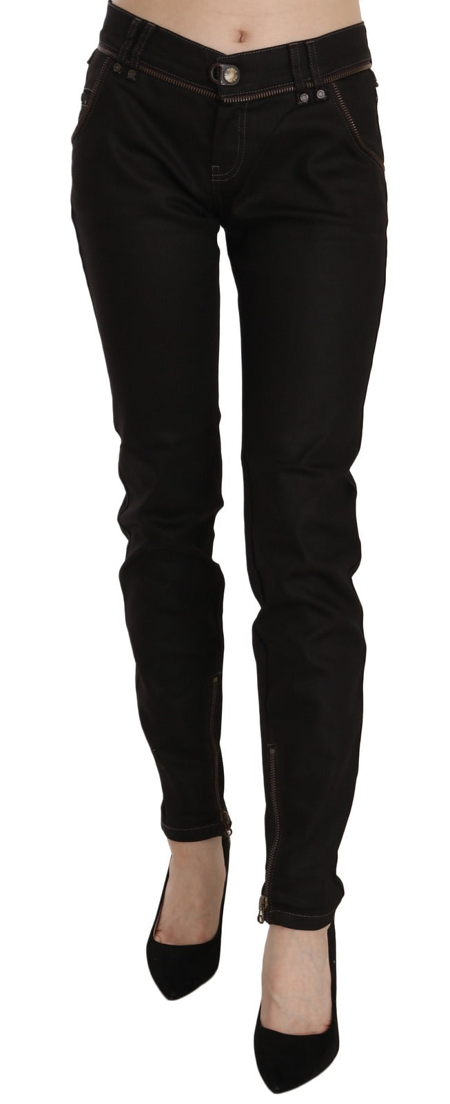 John Galliano Cotton Black Mid Waist Skinny Denim Jeans | Regal Royce