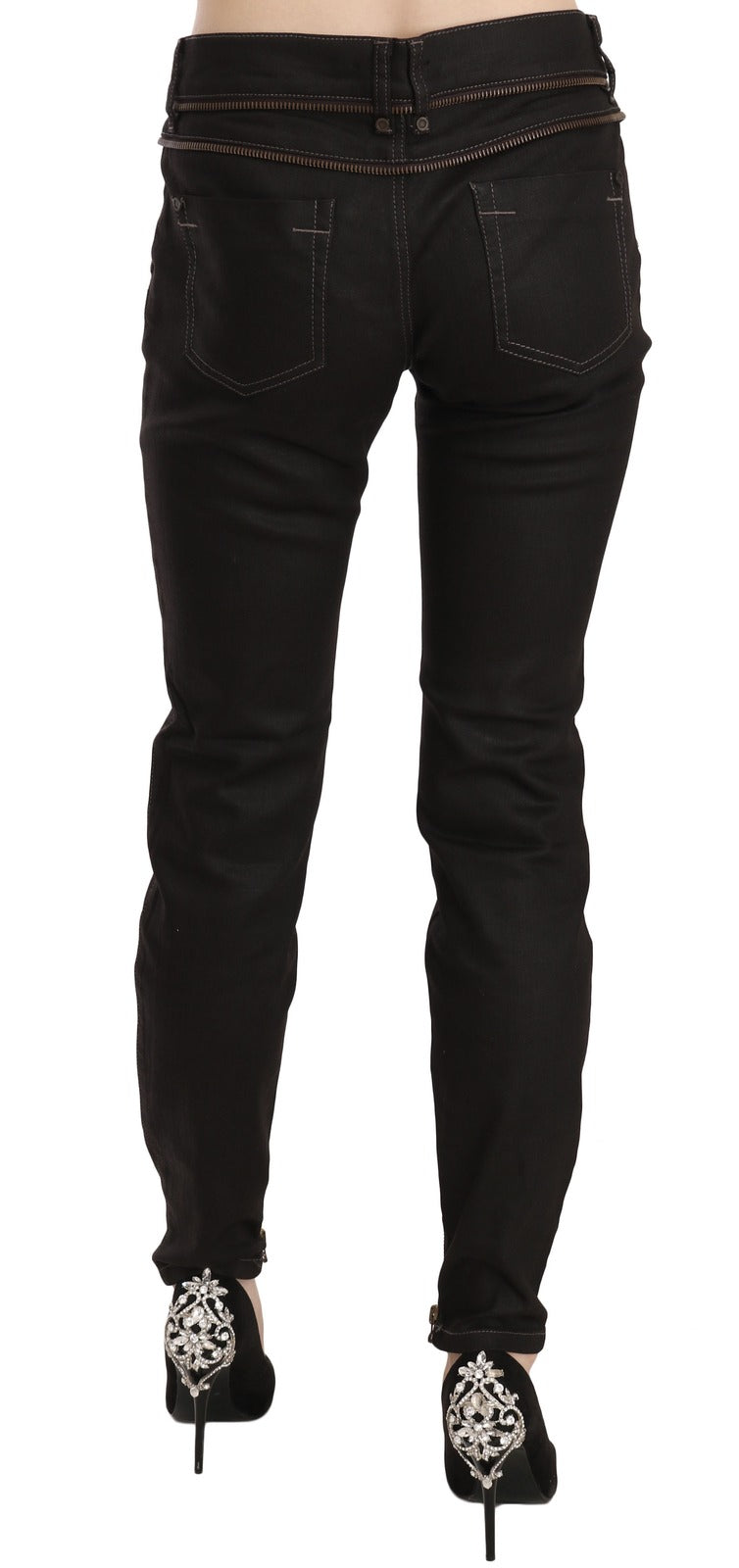 John Galliano Cotton Black Mid Waist Skinny Denim Jeans | Regal Royce