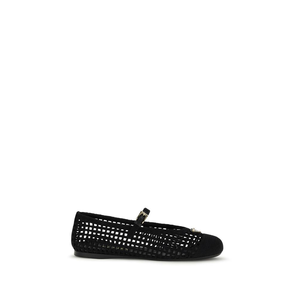 Prada Black Cotton Ballet Flats | Regal Royce