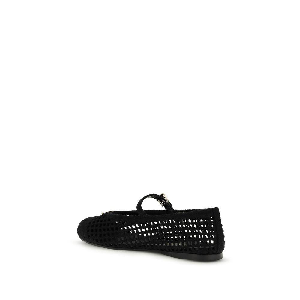 Prada Black Cotton Ballet Flats | Regal Royce