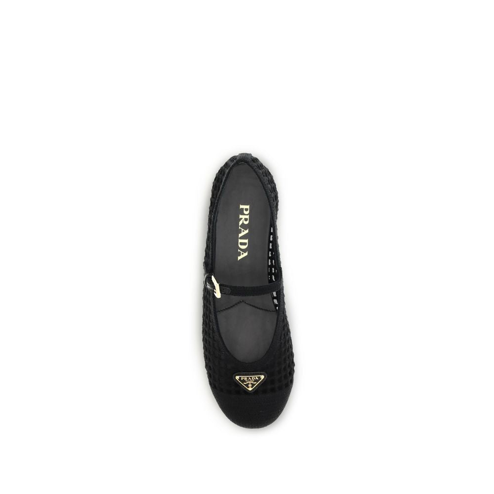 Prada Black Cotton Ballet Flats | Regal Royce