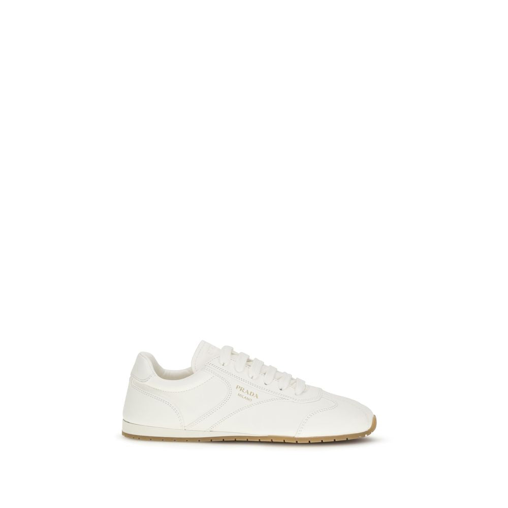 Prada Cream Calf Leather Bos Taurus Low Top Sneakers | Regal Royce