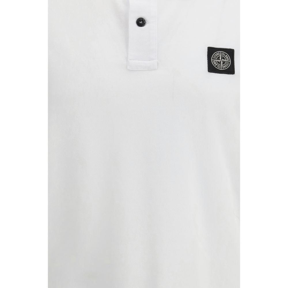 Stone Island White Cotton Polo Shirt | Regal Royce