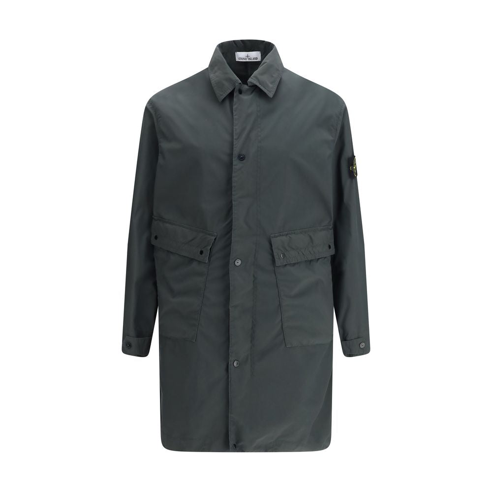 Stone Island Gray Polyester Coat | Regal Royce
