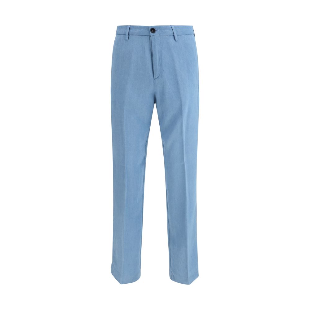 Cruna Light Blue Tencel Casual Pants | Regal Royce