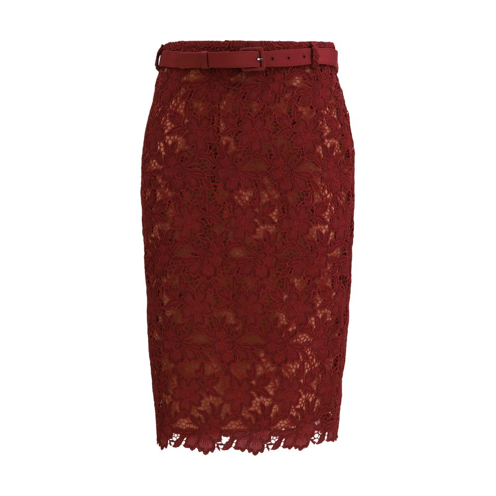 Self-Portrait Bordeaux Polyester Midi Skirt | Regal Royce