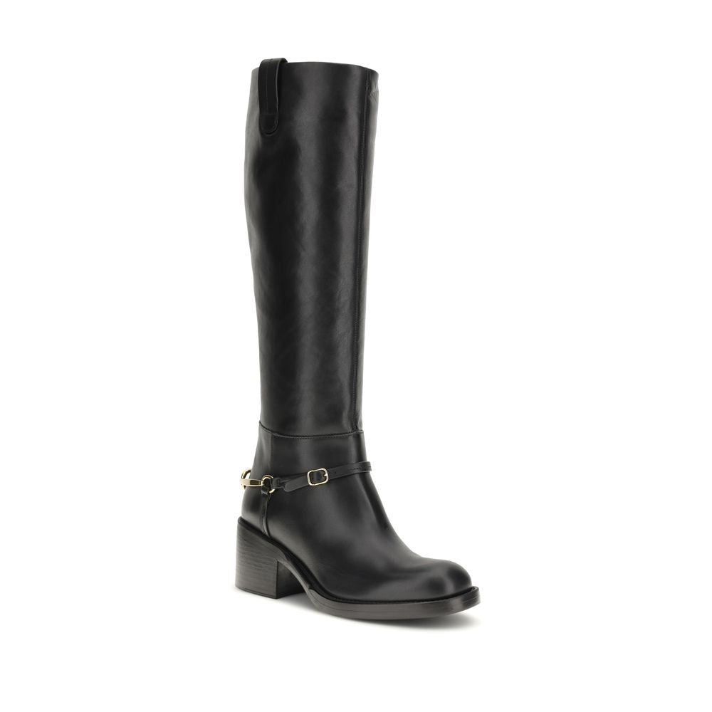 Chloé Black Calf Leather Bos Taurus Lace-Up Boots | Regal Royce