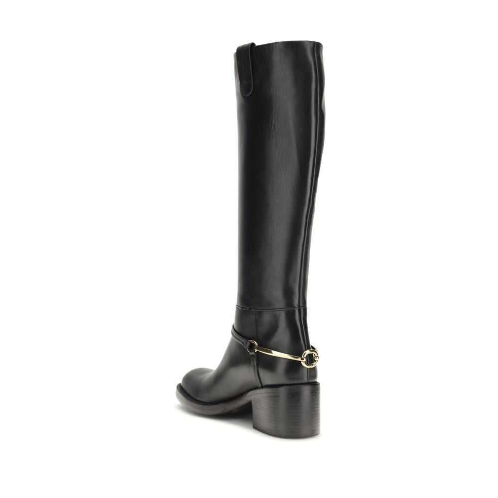 Chloé Black Calf Leather Bos Taurus Lace-Up Boots | Regal Royce