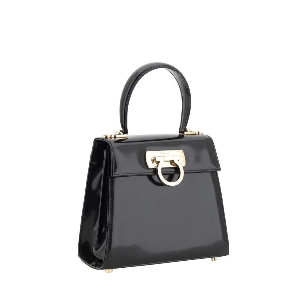 Ferragamo Black Calf Leather Bos Taurus Handbag | Regal Royce