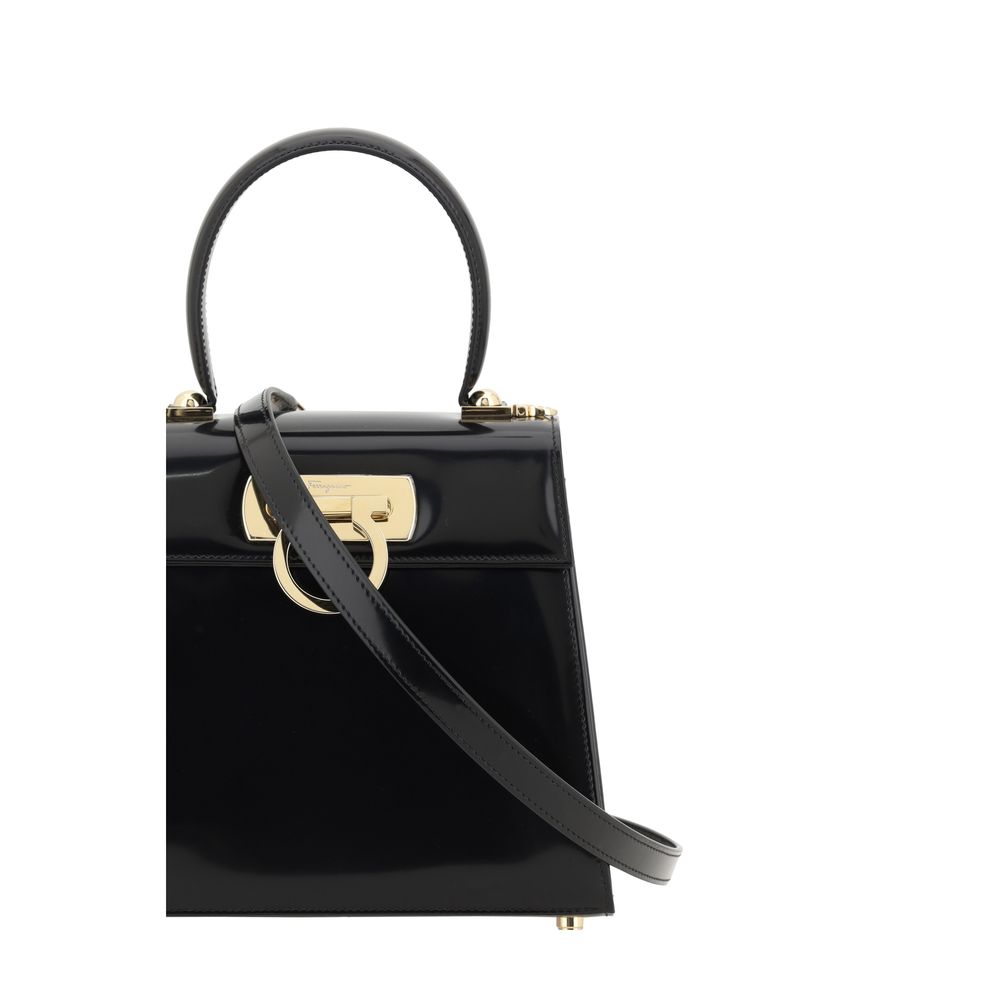 Ferragamo Black Calf Leather Bos Taurus Handbag | Regal Royce