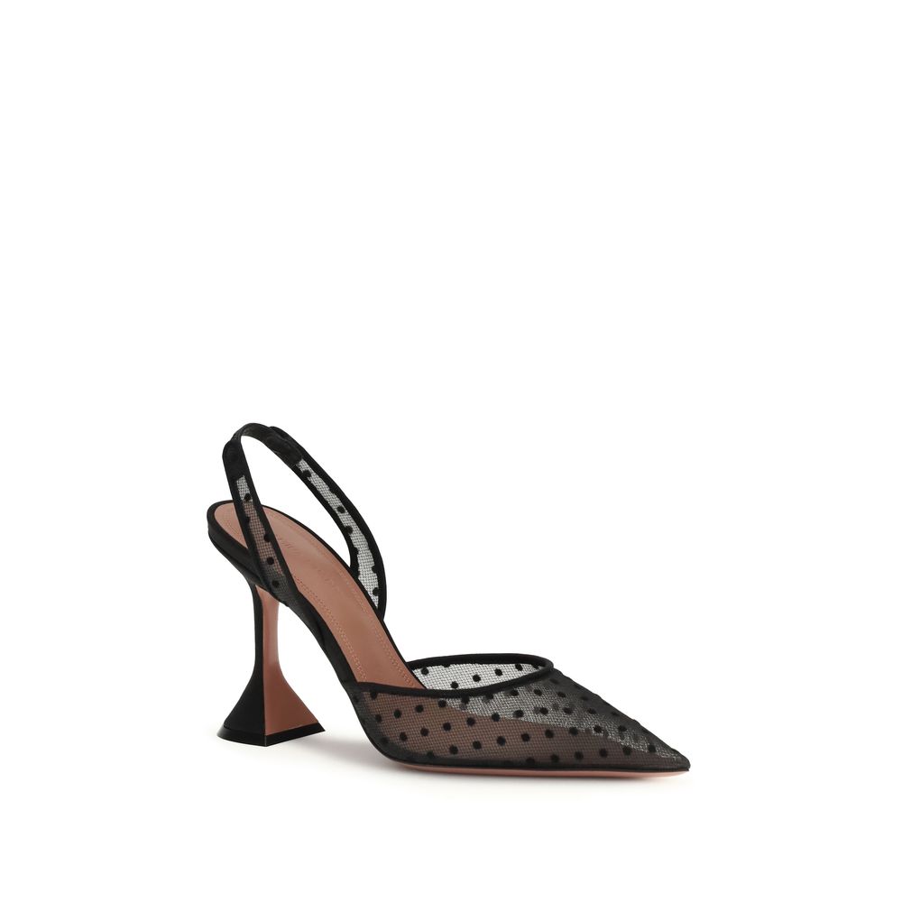 Amina Muaddi Black Polyester Platform Pumps | Regal Royce