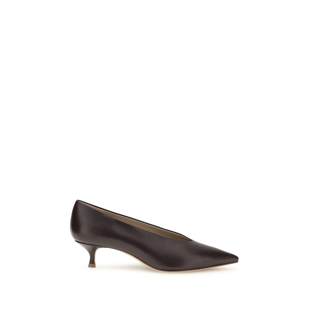 Le Monde Béryl Brown Calf Leather Bos Taurus Mid Heel Pumps | Regal Royce