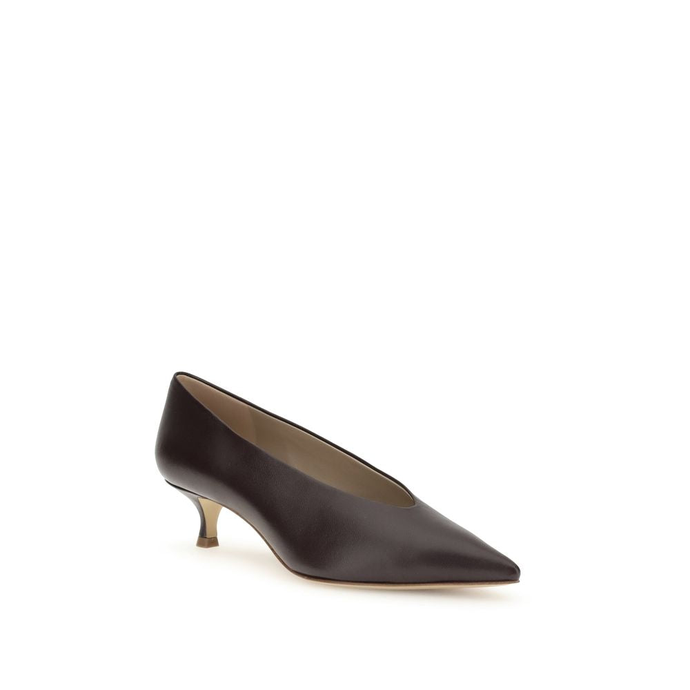 Le Monde Béryl Brown Calf Leather Bos Taurus Mid Heel Pumps | Regal Royce