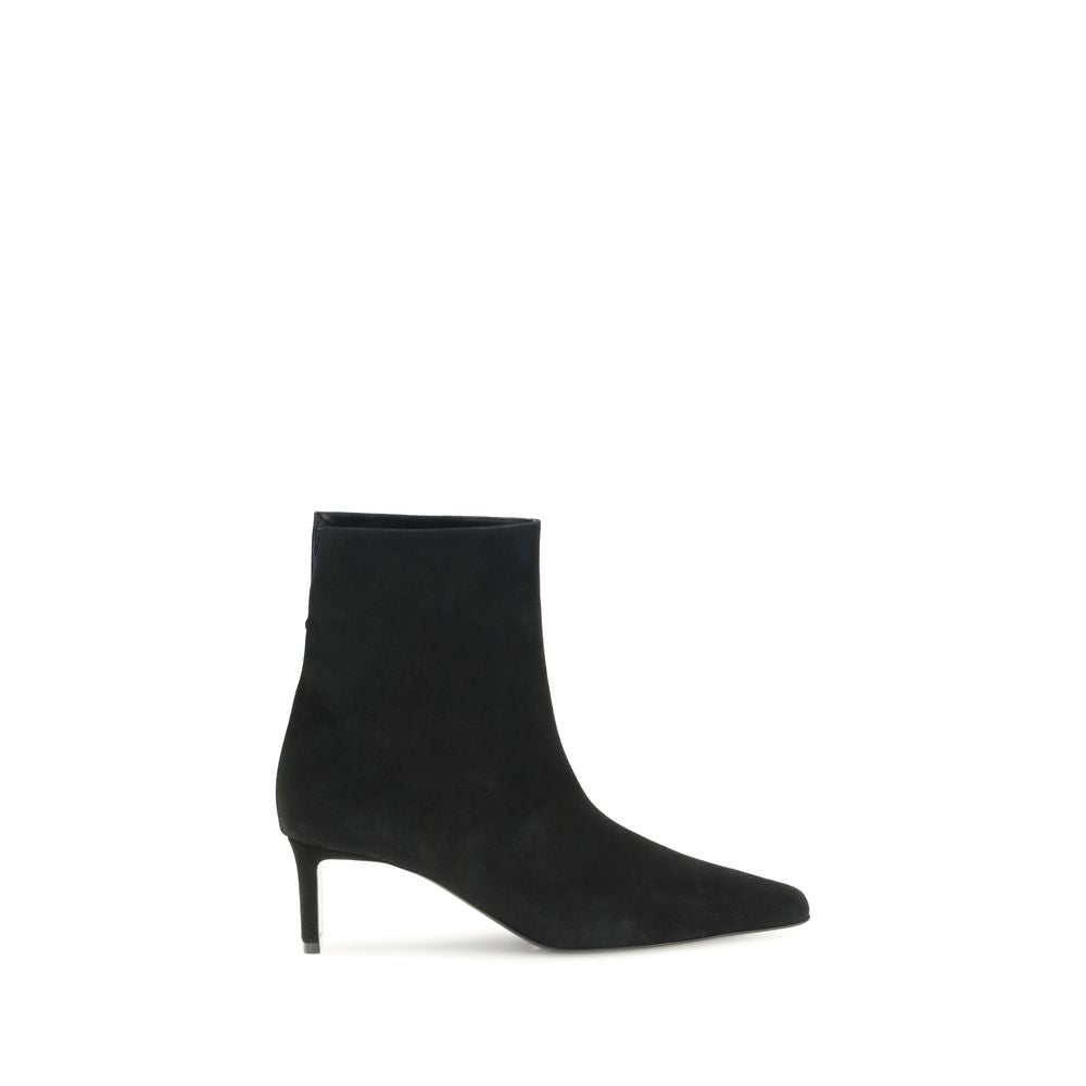 Khaite Black Calf Leather Bos Taurus Ankle Boots | Regal Royce