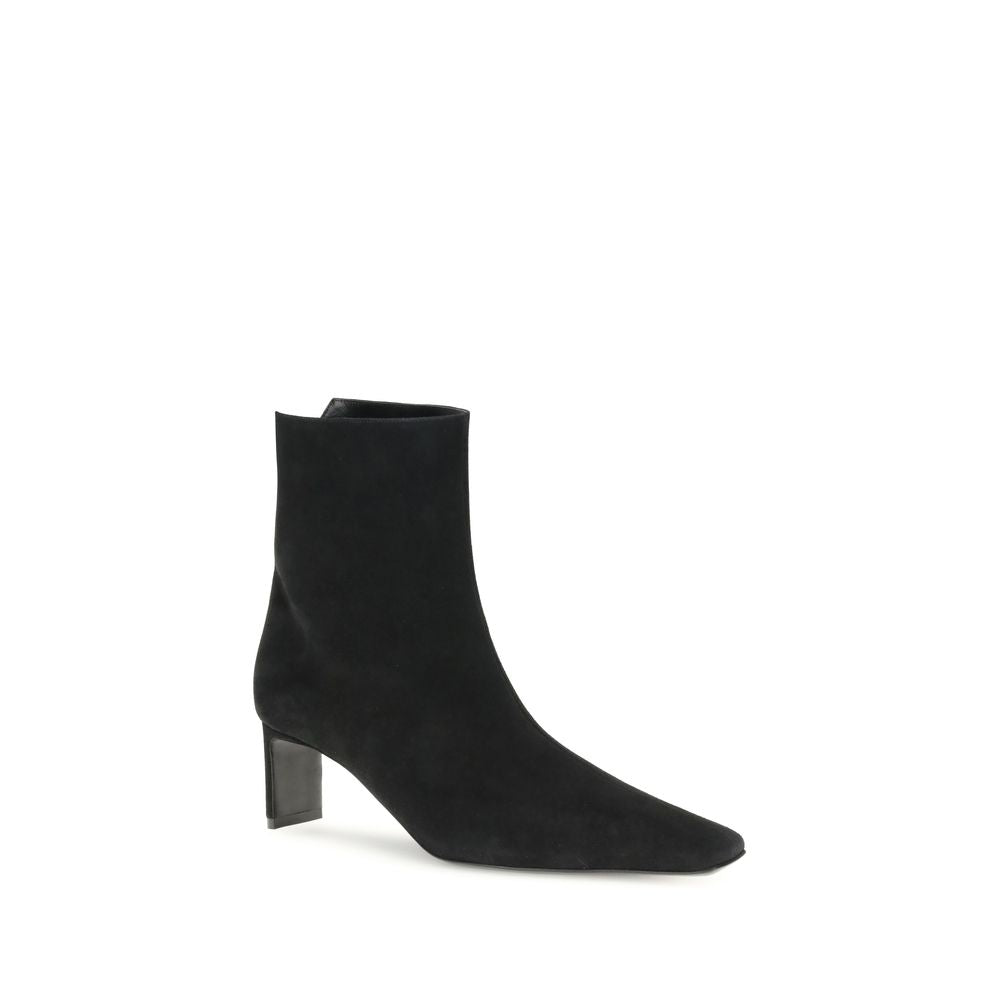 Khaite Black Calf Leather Bos Taurus Ankle Boots | Regal Royce