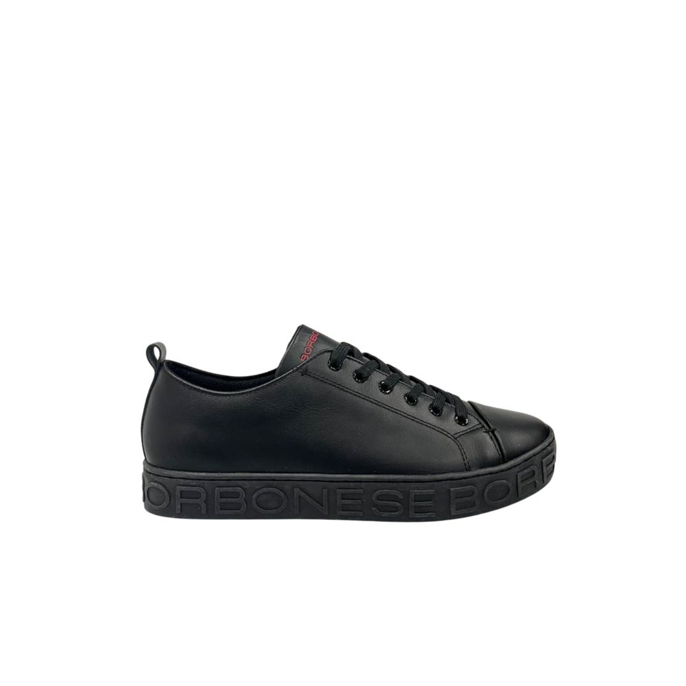 Borbonese Black Leather Men Sneaker | Regal Royce