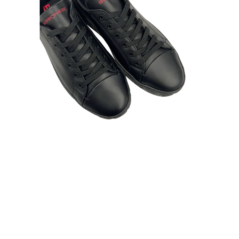 Borbonese Black Leather Men Sneaker | Regal Royce