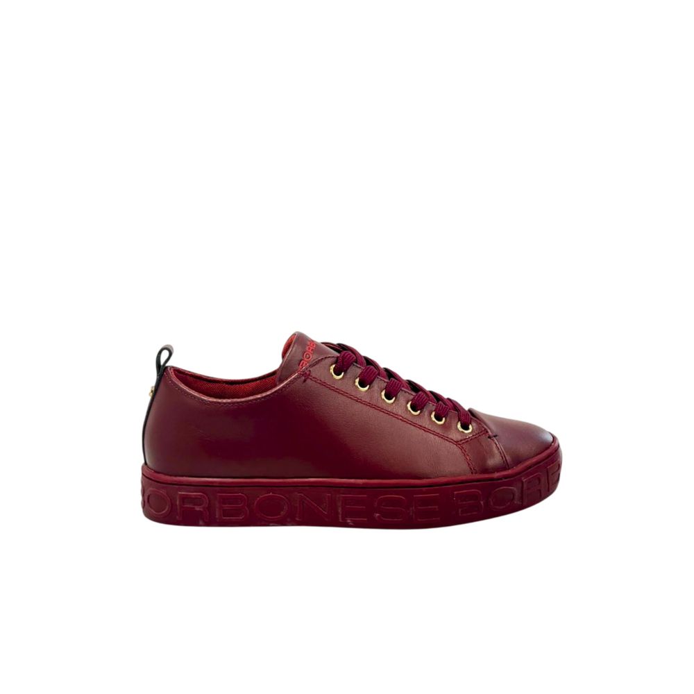 Borbonese Red Leather Women Sneaker with Platform Sole | Regal Royce