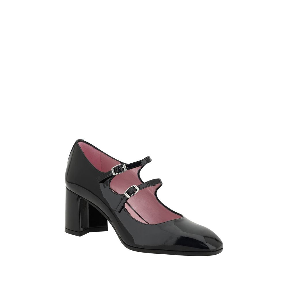 Carel Paris Black Calf Leather Bos Taurus Mid Heel Pumps | Regal Royce