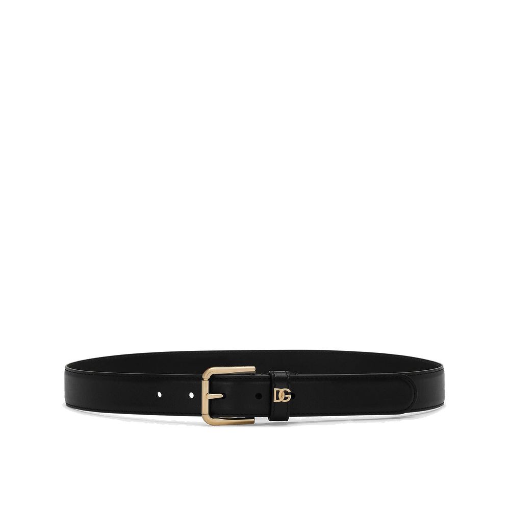 Dolce & Gabbana Black Calfskin Regular Belt | Regal Royce