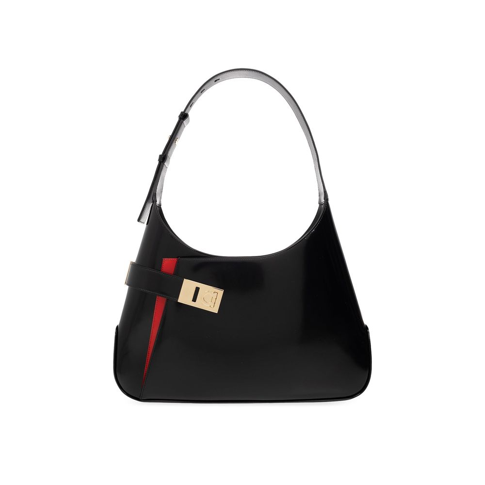 Salvatore Ferragamo Black Calfskin Shoulder Bag | Regal Royce