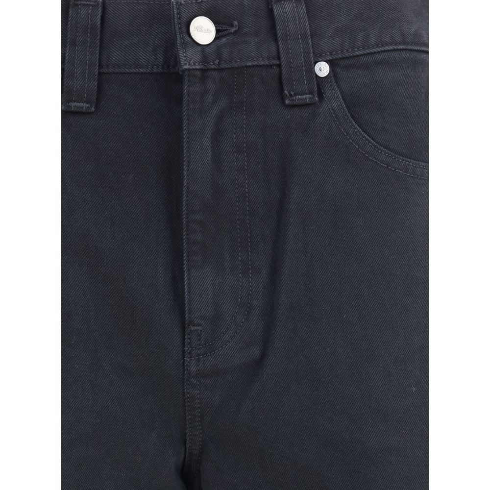 Khaite Black Cotton Straight-Leg Jeans | Regal Royce