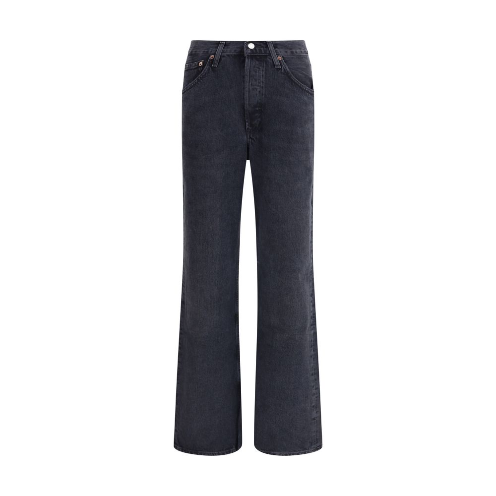 Agolde Black Recycled Cotton Straight-Leg Jeans | Regal Royce