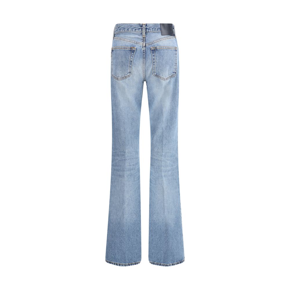 Haikure Light Blue Cotton Flared Jeans | Regal Royce