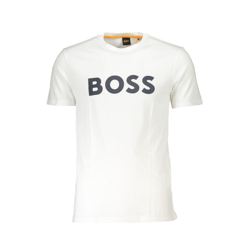 Hugo Boss White Cotton Men T-Shirt | Regal Royce