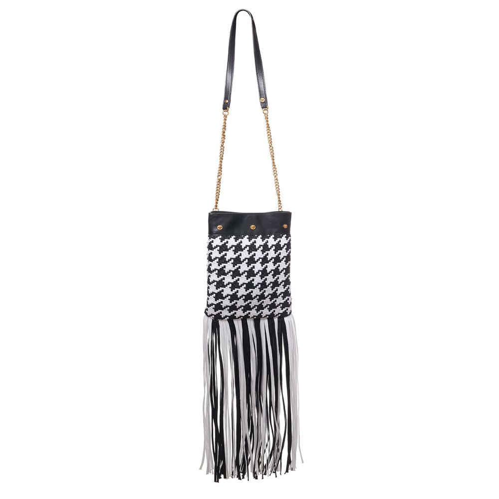 Versace Black And White Leather And Textile Shoulder Bag | Regal Royce