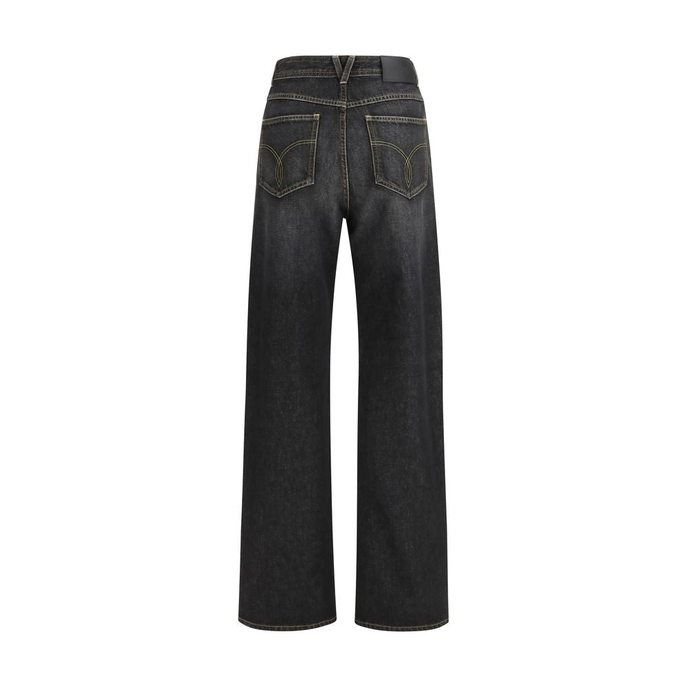 Versace Black Cotton Straight-Leg Jeans | Regal Royce