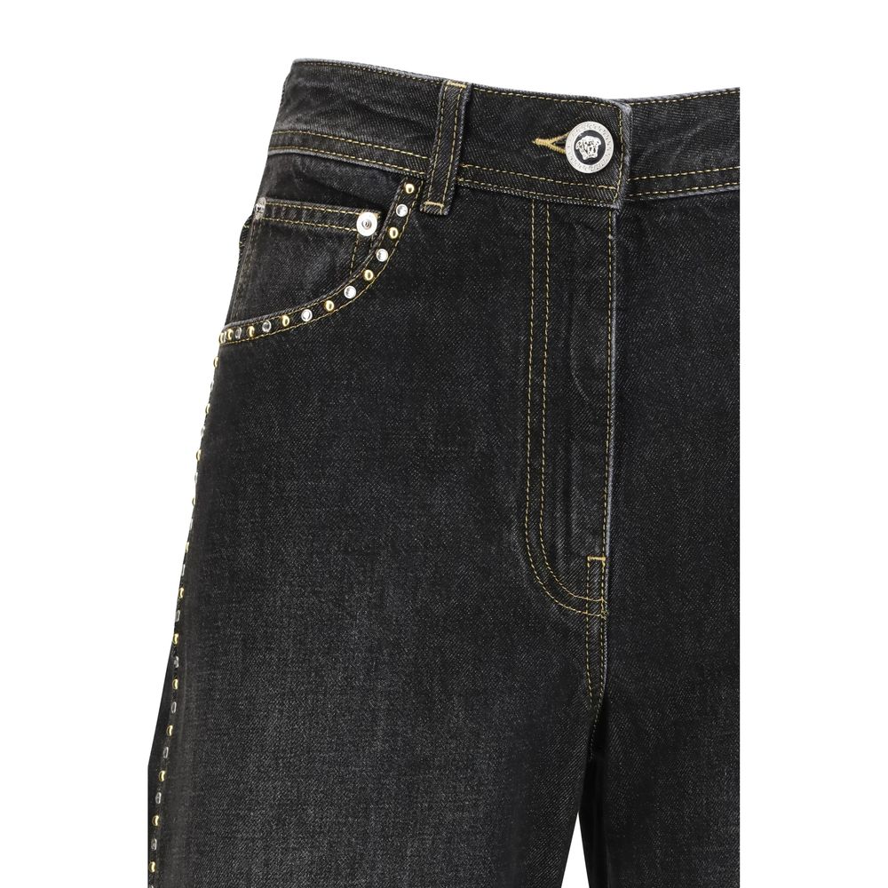Versace Black Cotton Straight-Leg Jeans | Regal Royce