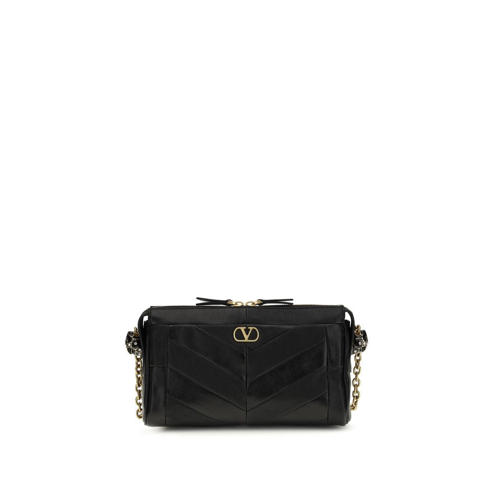 Valentino Garavani Black Calf Leather Bos Taurus Shoulder Bag | Regal Royce
