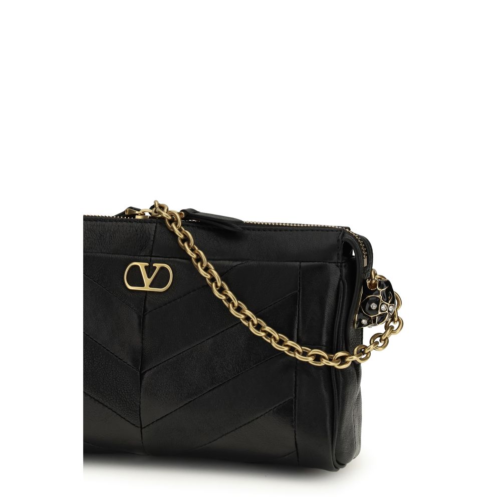 Valentino Garavani Black Calf Leather Bos Taurus Shoulder Bag | Regal Royce