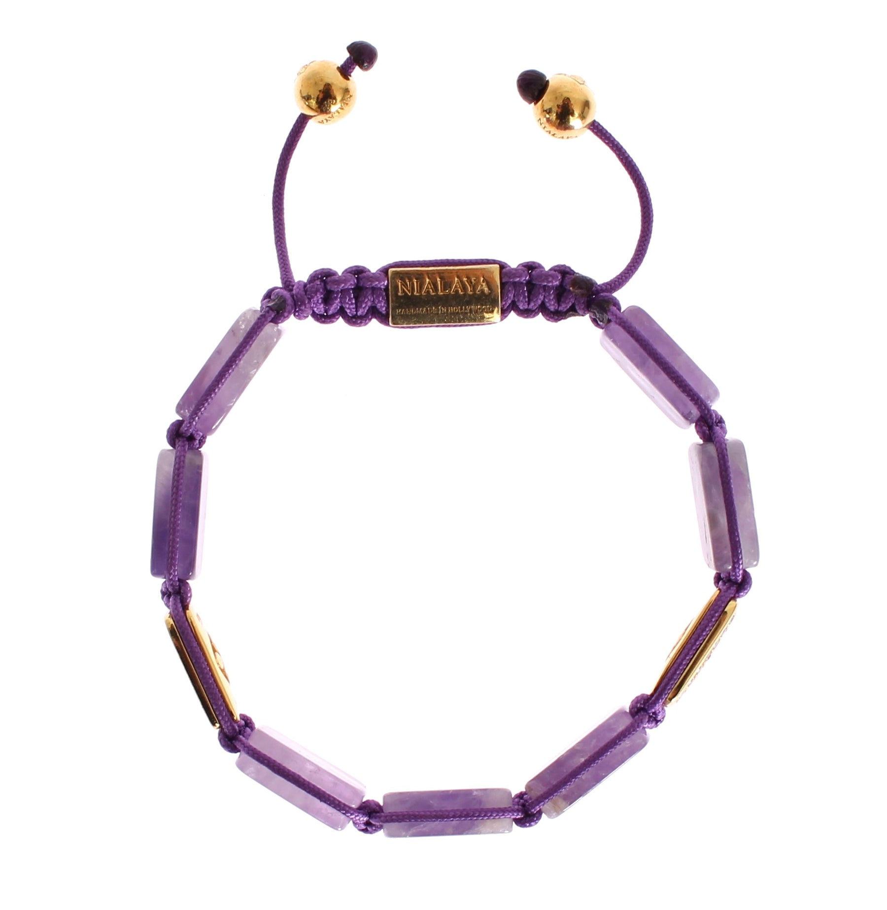 Nialaya CZ Amethyst 18K Gold 925 Bracelet | Regal Royce