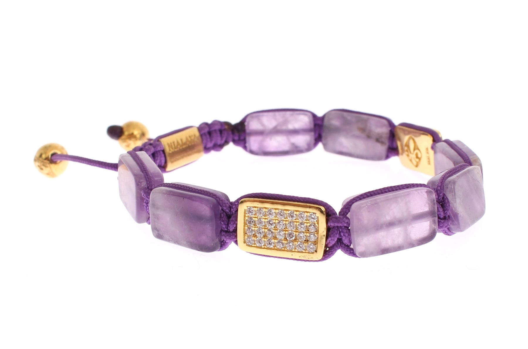Nialaya CZ Amethyst 18K Gold 925 Bracelet | Regal Royce