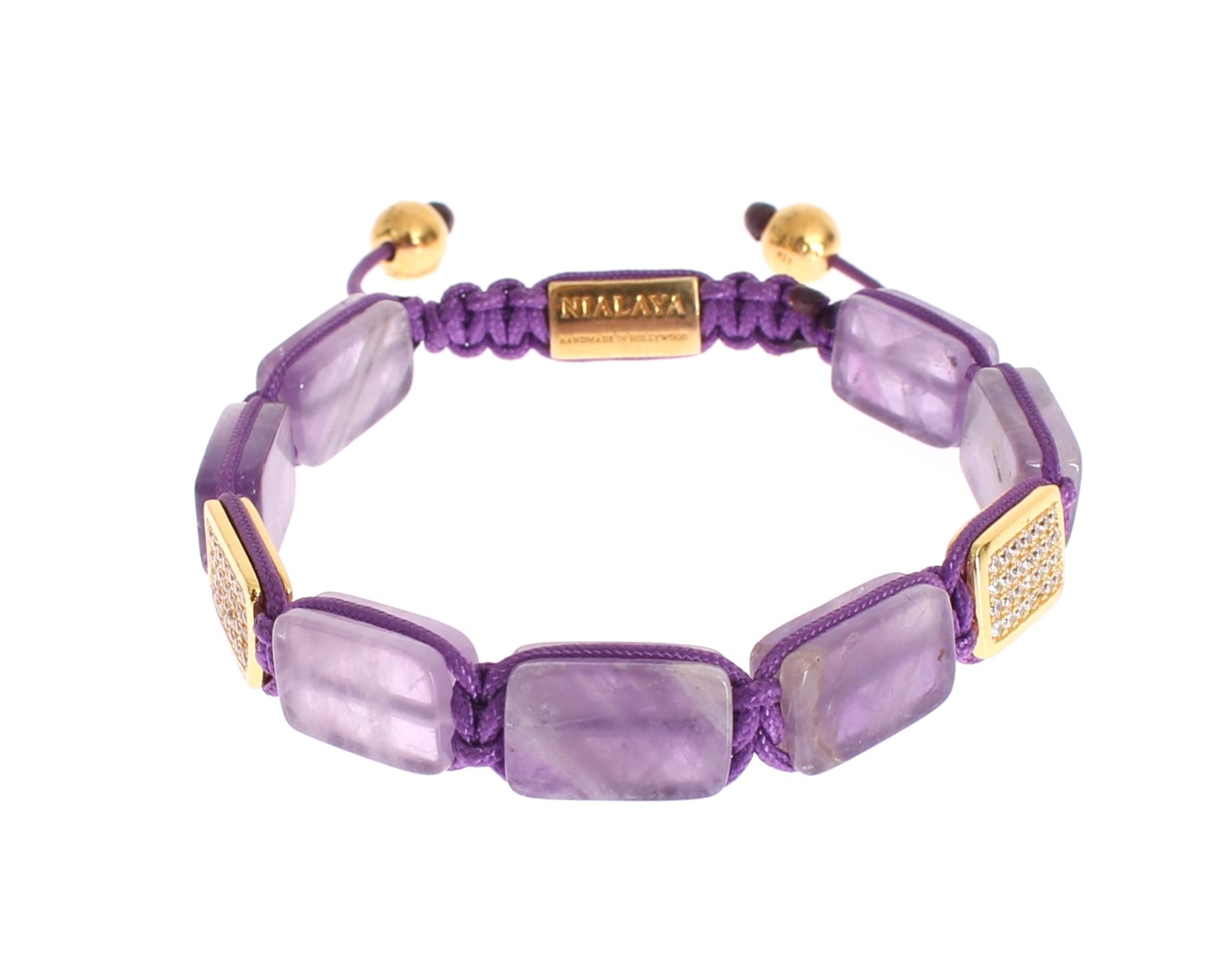 Nialaya CZ Amethyst 18K Gold 925 Bracelet | Regal Royce