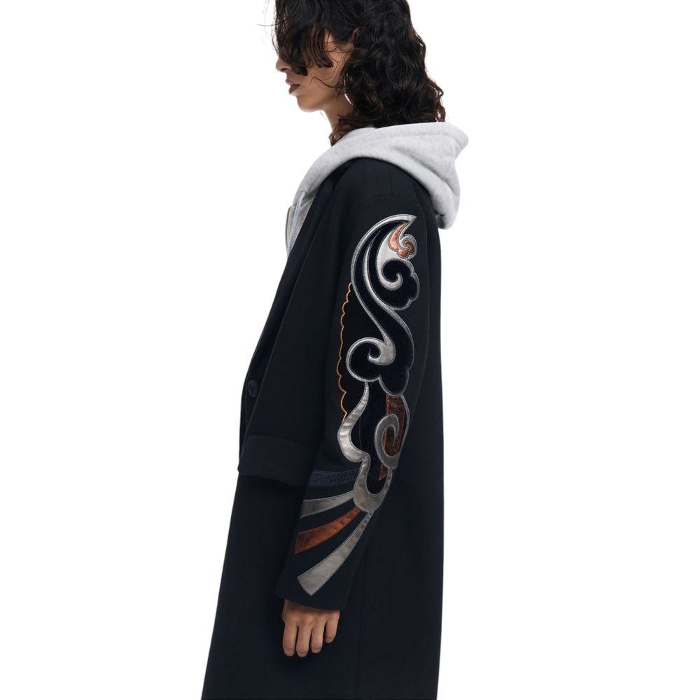 Desigual Black Polyester Coat | Regal Royce