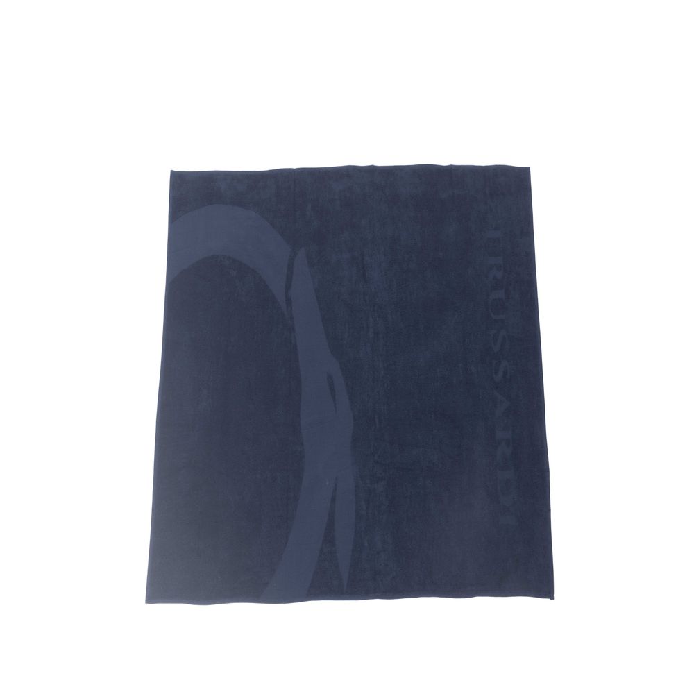 Trussardi Beachwear Blue Cotton Men's Beach Towel | Regal Royce