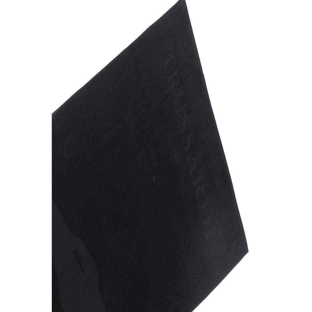 Trussardi Beachwear Black Cotton Men Beach Towel | Regal Royce