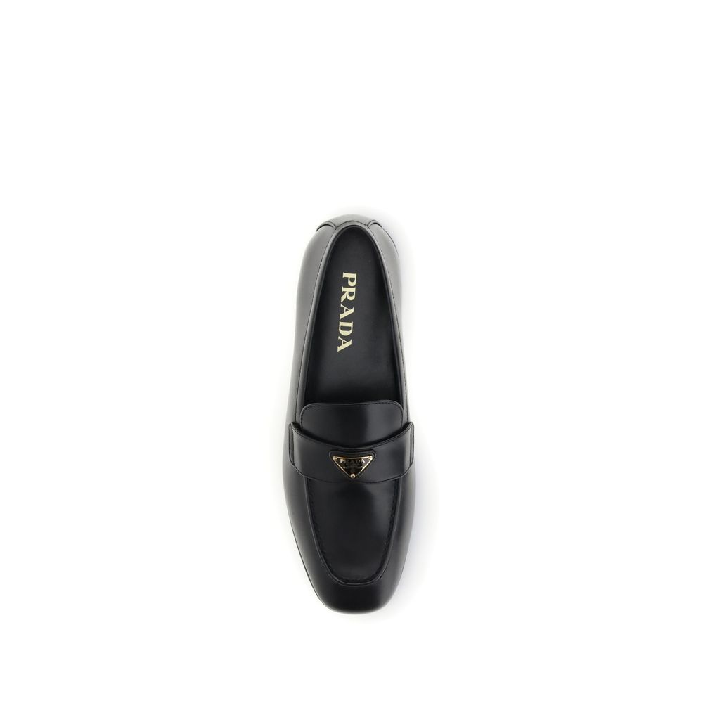 Prada Black Calf Leather Bos Taurus Slip-On Loafers | Regal Royce