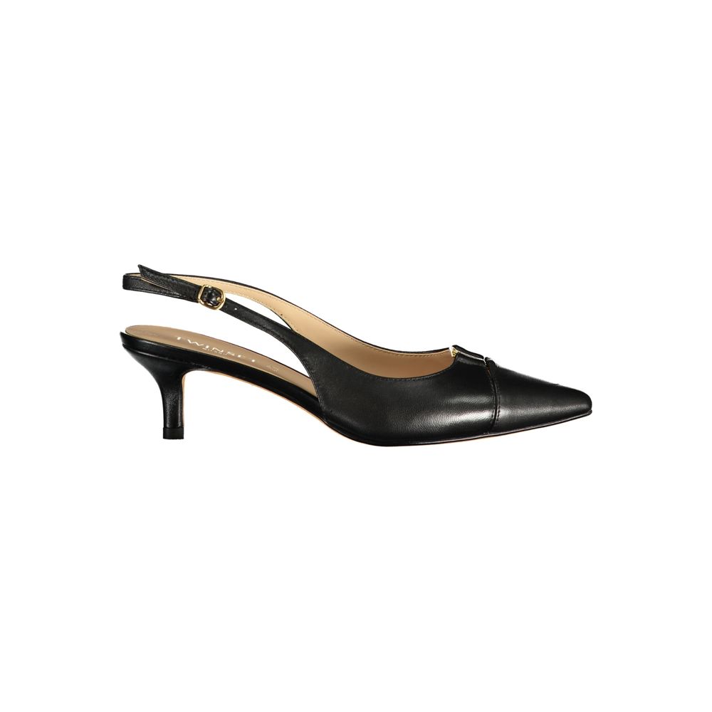 Twinset Black Leather Women Sandal | Regal Royce